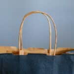 blue and brown tote bag